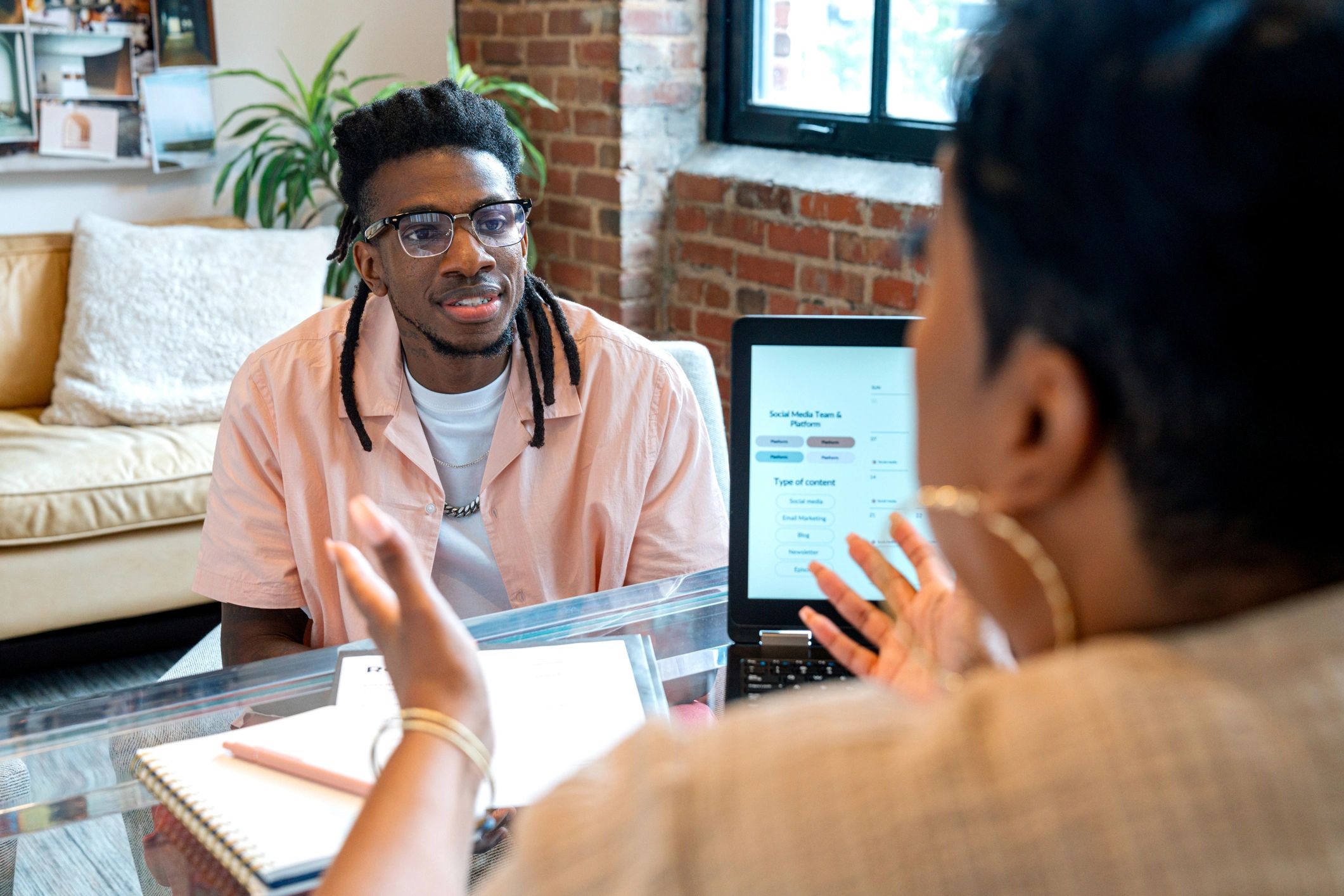 Parent and educator meeting in an office