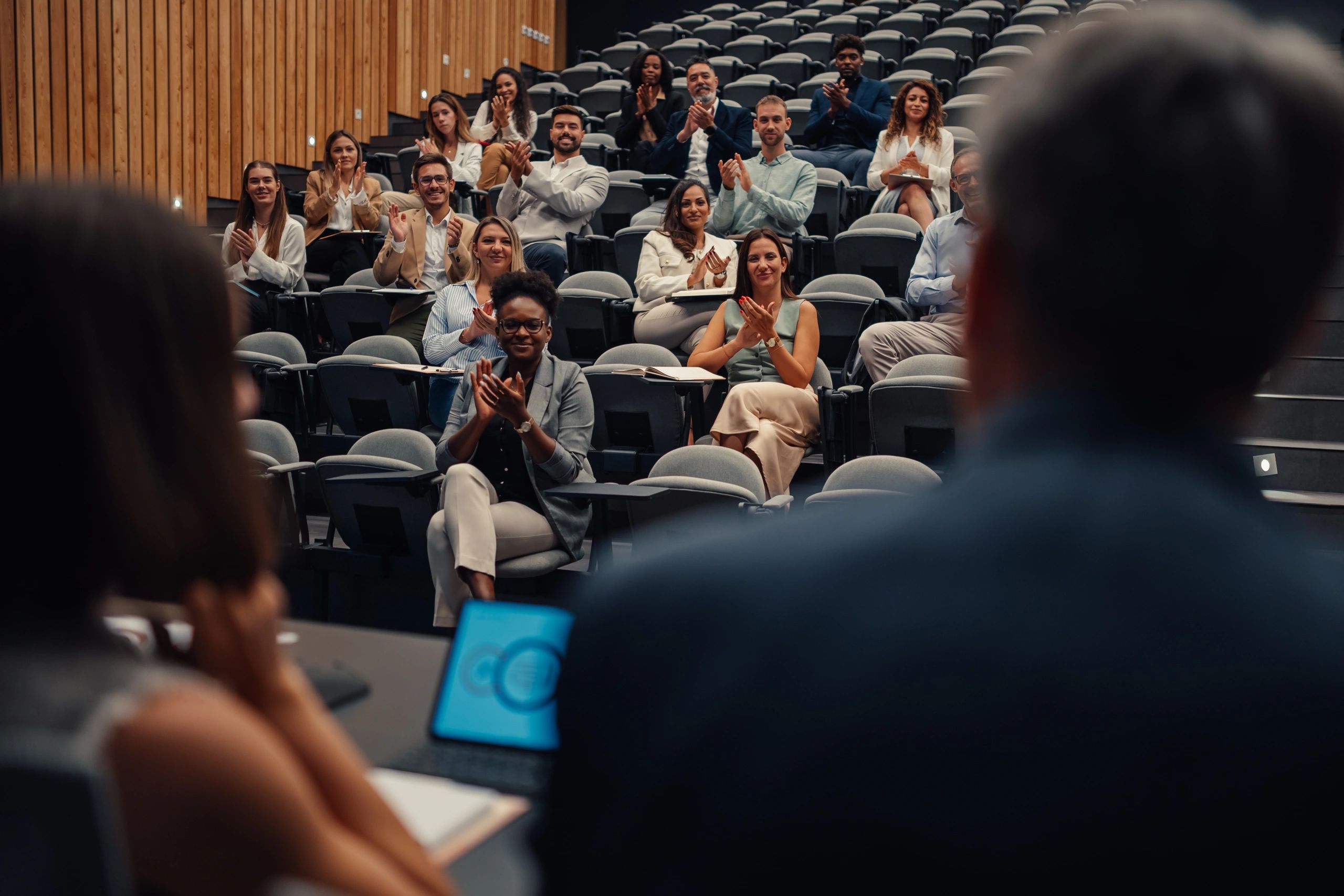 Community audience attending a public meeting