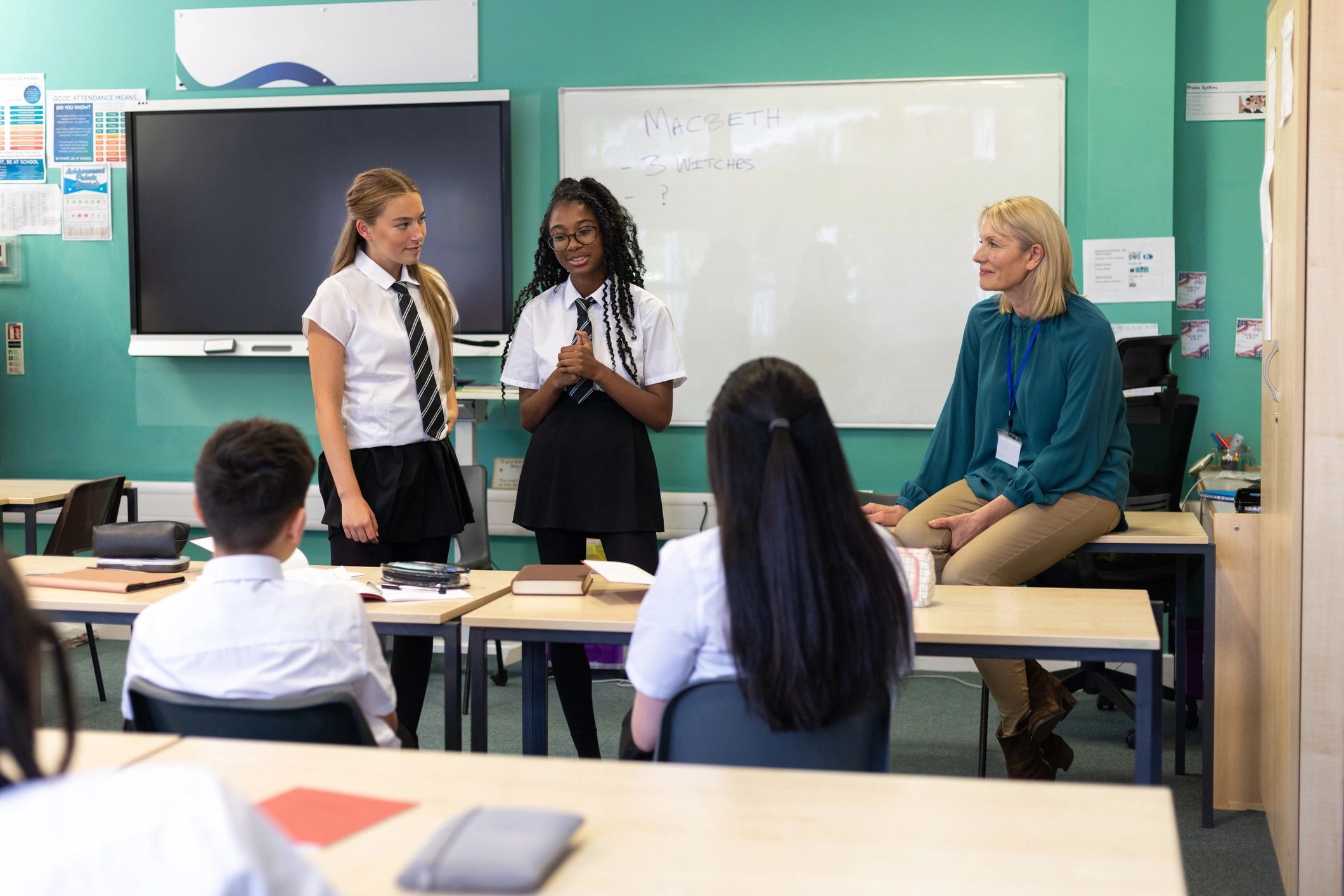 Students and teacher in a classroom
